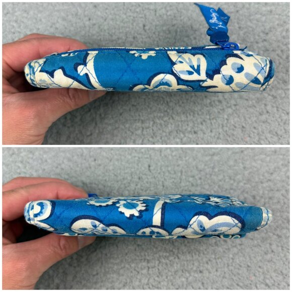 Vera Bradley Wallet Trifold Blue Floral 5.5" x 4" Credit Card Holder Snap Zipper - Picture 5 of 12